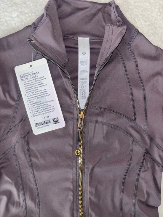 Lululemon Define Jacket Luon 🩶 Mauve Grey Gold Zip ✨ Size 4 NWT - Picture 3 of 5